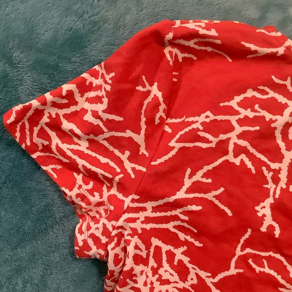 Talbots Coral Summer Women V-Neck crossover front top Size Medium Petite Resale - Picture 12 of 16